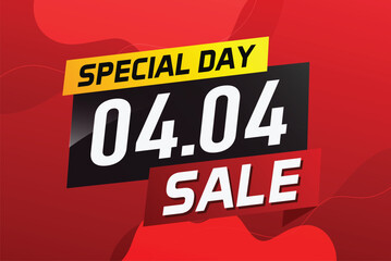4.4 Special day sale word concept vector illustration with ribbon and 3d style for use landing page, template, ui, web, mobile app, poster, banner, flyer, background, gift card, coupon

