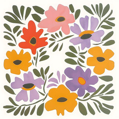 Watercolor flowers wreath isolated on white background