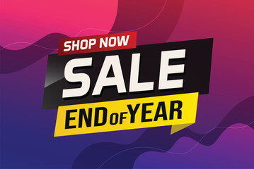 Obraz premium End of year Sale word concept vector illustration with lines and 3d style, landing page, template, ui, web, mobile app, poster, banner, flyer, background, gift card, coupon, label, wallpaper