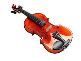A beautiful, well-crafted violin sits on a white background