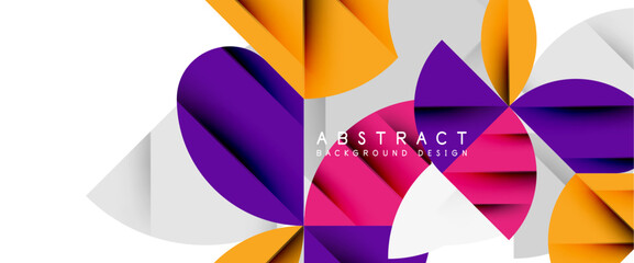 Minimal geometric elements on white. Petals, round triangles, star