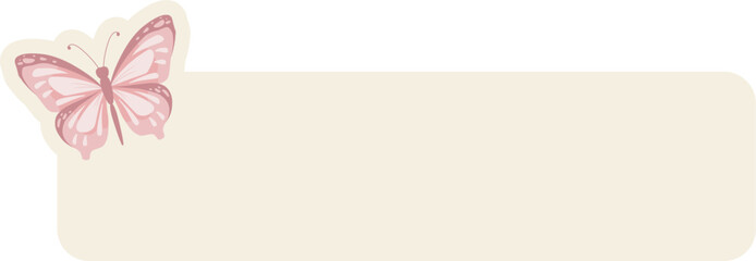 Butterfly Text Box Header Cute Title Label Rectangle Background
