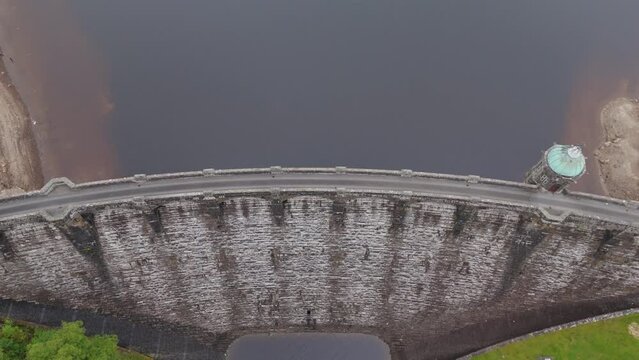 Aerial view of the Craig Goch Dam in Elan Valley, Wales