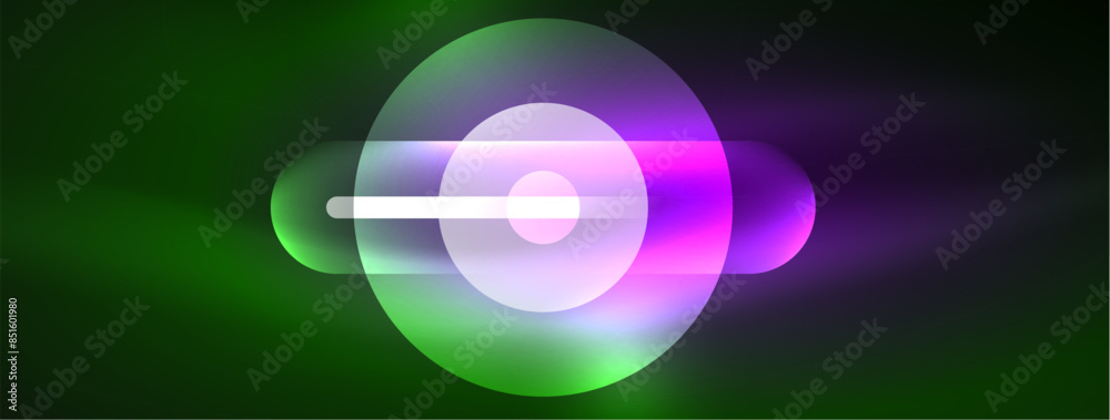 Poster abstract design pulsates with neon glowing light effects, casting an entrancing glow in the darkness