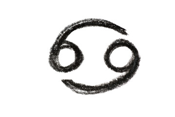 A hand-drawn Cancer zodiac sign in black pencil on a white background, perfect for astrology-themed designs, horoscope articles, and spiritual projects
