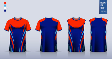 Soccer jersey, football kit, sportswear, basketball uniform, tank top, running singlet or t-shirt mockup. Fabric pattern design.  © tondruangwit