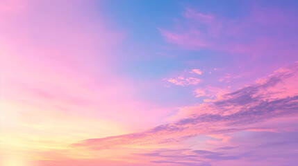 Obraz premium Sunset sky, pink and blue colors, evening clouds, beautiful sky, colorful sunset, serene twilight, pastel hues, vibrant sky, cloudscape, dusk sky, evening colors, sky hues, pink sunset