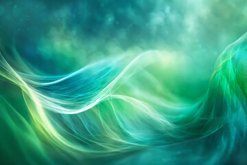 Fototapeta premium abstract ethereal blue and green background with romantic waves, illustration of calming and yet in motion concept 