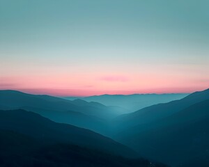 Fototapeta premium Majestic Silhouettes Mountain Range at Twilight Reflecting Serene Natural Beauty