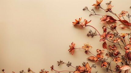 Autumn flowers, on light beige background