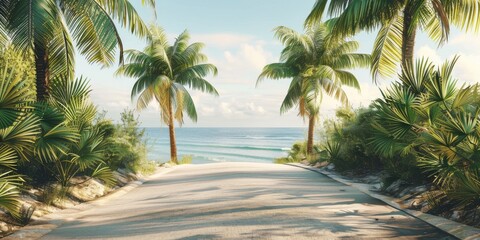 Fototapeta premium bike bicycle on backdrop of the sea and palm trees 