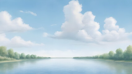 Obraz premium lake and sky in summer