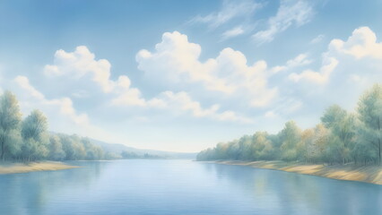 Fototapeta premium lake and sky in summer