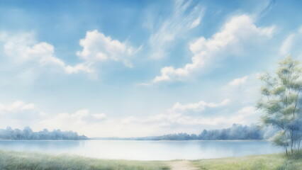Obraz premium lake and sky in summer