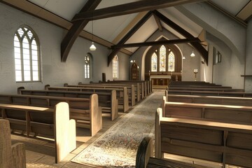 The Beautiful Interior of a Church Sanctuary

