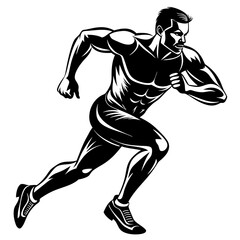 a-male-athlete-running-in-the-morning-line-art-vec