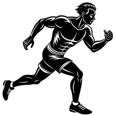 a-male-athlete-running-in-the-morning-line-art-vec