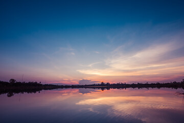 Sunset at the lake landscape