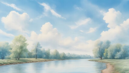 Fototapeta premium river and sky in summer
