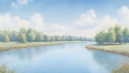 Fototapeta premium river and sky in summer