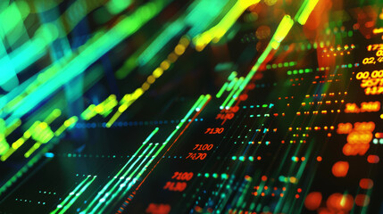 A mesmerizing display of colorful data visualizations in a high-tech setting, capturing the dynamic and intricate nature of digital information analytics.