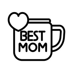 Best mom line icon. Mothers day icon. Mother's day icon isolated on white background. Transparent background, minimalist symbol. Vector images