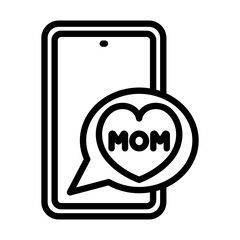 Mom chat line icon. Mothers day icon. Mother's day icon isolated on white background. Transparent background, minimalist symbol. Vector images