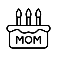 Mom cake line icon. Mothers day icon. Mother's day icon isolated on white background. Transparent background, minimalist symbol. Vector images