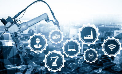 MLP Smart industry robot arms for digital factory production technology showing automation...