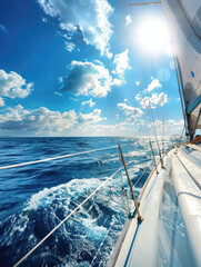 Fototapeta premium Sunlit Sailing Adventure on the Open Sea