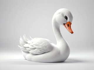 Obraz premium smiling swan cute d art illustration in plain white background