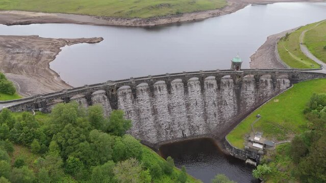 Aerial view of the Craig Goch Dam in Elan Valley, Wales
