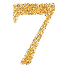 Gold Glitter 3D Number 7