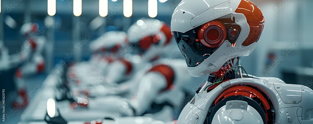 Poster advanced robotics workshop with humanoid robots learning and interacting technology concept