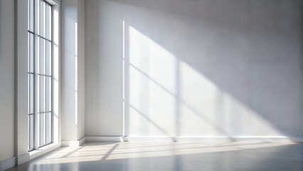 Fototapeta premium Subtle Light Penetrating White Wall with Soft Shadows. Perfect for: Premium Product Displays, Brand Promotions, Backgrounds, Luxury branding, High-end product photography, Minimalist designs.