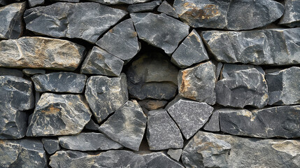 Fototapeta premium A gray stone wall with a round hole in the center