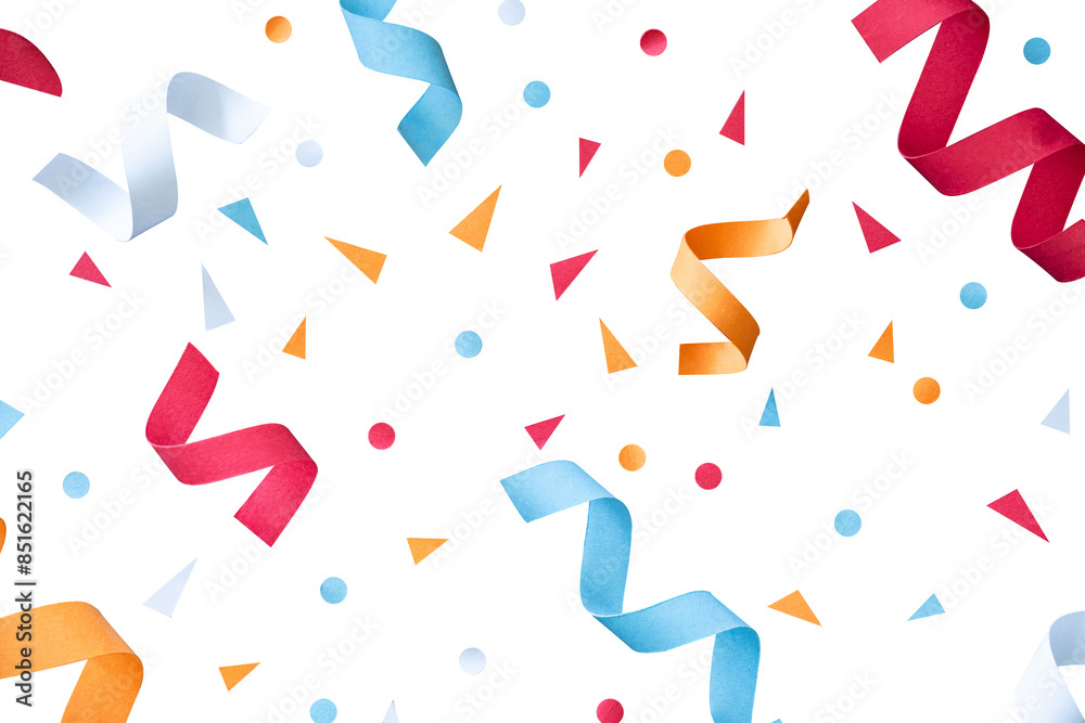 Poster ribbon and confetti for party pattern