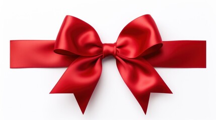 Fototapeta premium Ribbon bow red white background.