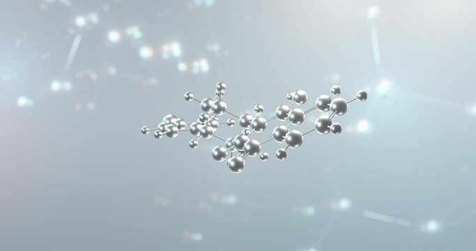 Atovaquone rotating 3d molecule, molecular structure of mepron, seamless video