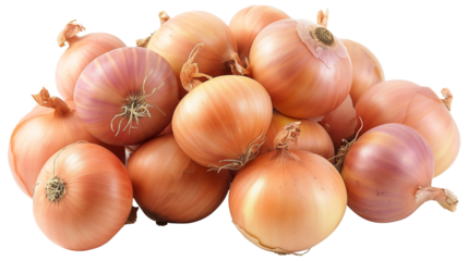 A pile of onions isolated on white background