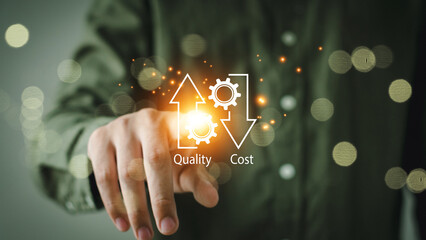 Cost efficient, quality control concept. Cost optimization for product marketing or service to...