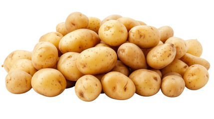 Pile of potatoes isolated on white