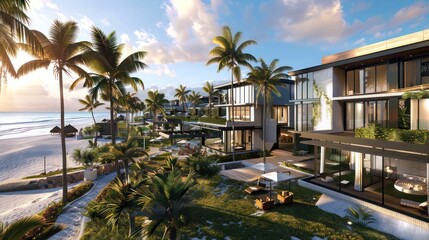 rchitectural plans for a contemporary beachfront resort with luxury accommodations and recreational facilities