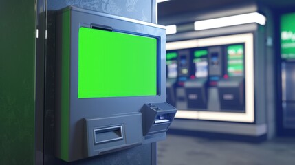ATM Machine with Chroma Key Green Screen