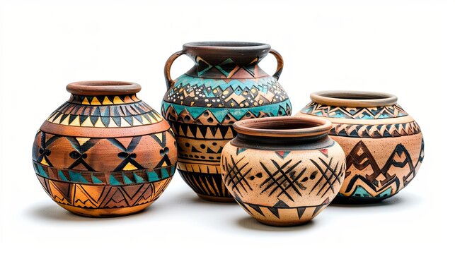 Traditional Native American Pottery isolated on a white background - path include
