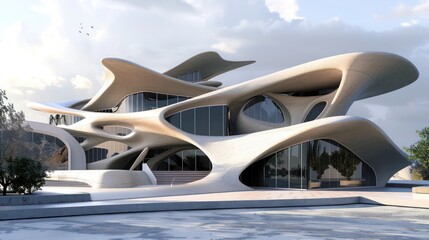 Fototapeta premium rchitectural plans for a contemporary art museum with unique, modernistic shapes and structures