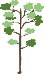 Fototapeta premium Drawing green tree isolated on white background. Vector Illustration.