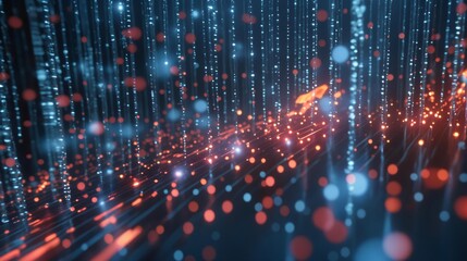 Fototapeta premium Abstract digital technology and science with futuristic coding. Cyber network and binary matrix for modern communication. Tech data design for business and security concepts in cyberspace.