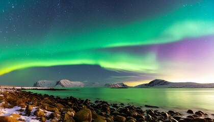 Paisaje hermoso aurora boreal cielo colores mar