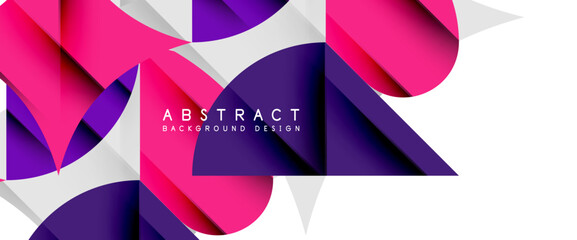 Minimal geometric elements on white. Petals, round triangles, star